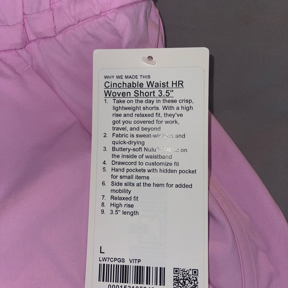 Lululemon Cinchable Waist HR Woven Shorts in Pink